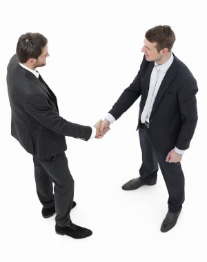 tam growth.handshake, iş ortakları, beyaz arka plan üzerinde izole.