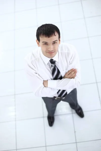 View from the top: portrait of smiling businessman — Stock Photo, Image