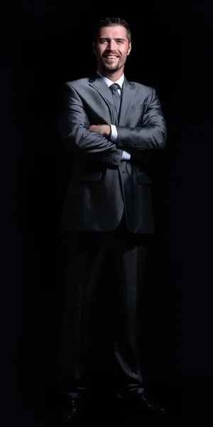 Knappe rijpe zakenman geïsoleerd op zwarte achtergrond — Stockfoto