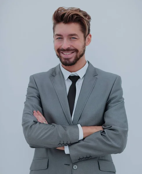 Retrato de um homem de negócios bonito sorridente sobre backgrou branco — Fotografia de Stock