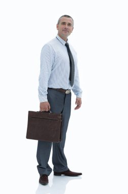 Evrak çantalı içinde tam growth.modern iş adamı.