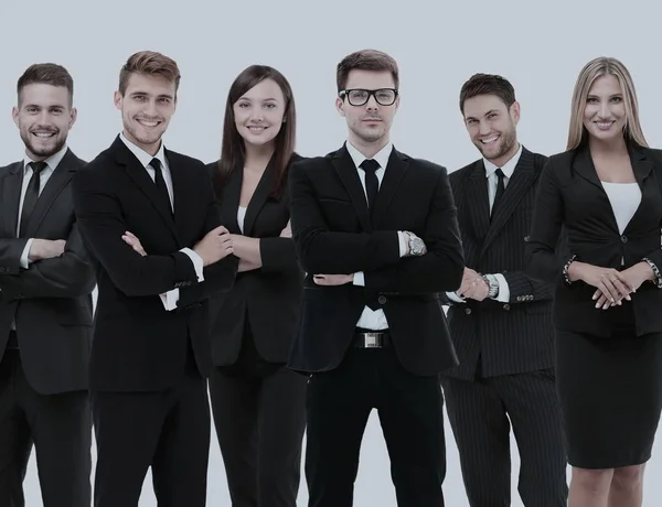 Stor grupp av glada affärsmän. Isolerad på vit — Stockfoto