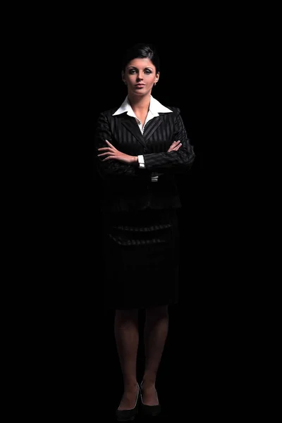 Confident business women on black background. — Stock Photo, Image