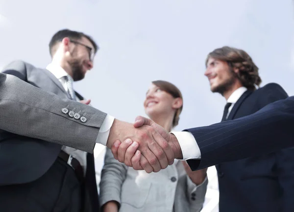 In the foreground.handshake of business partners — Stock Photo, Image