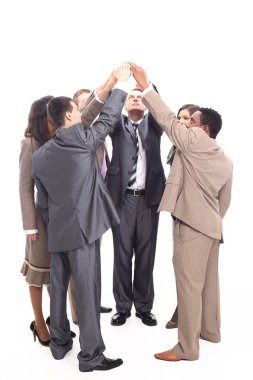 Eller birlikte kadar yükselterek başarılı iş takım