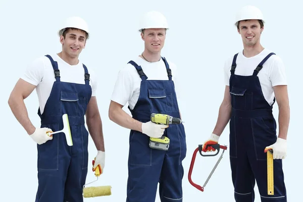 전문 산업 노동자의 그룹입니다. 흰색 위에 절연 — 스톡 사진