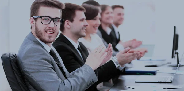 Chief and businessman team on the presentation of the Rapporteur — Stock Photo, Image