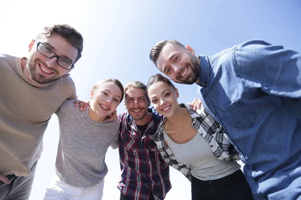 Bottom view.team of friends looking at the camera. — Stock Photo, Image