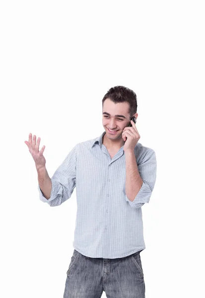 Jovem moderno falando em um telefone celular . — Fotografia de Stock