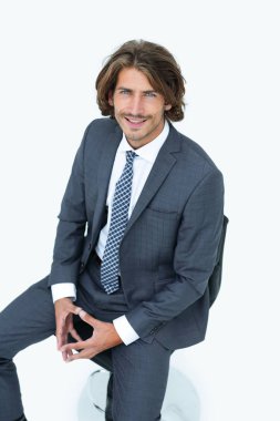 İzole iş adamı mutlu görünümlü kamera