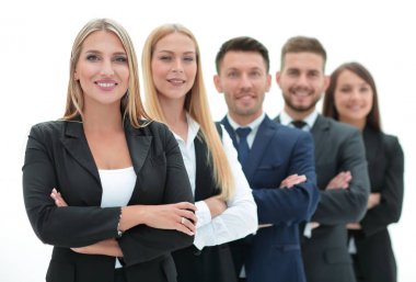 Kendine güvenen iş takım ayakta yan yana