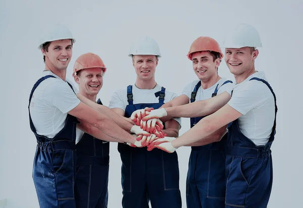 Große Gruppe von Arbeitern im Kreis von oben — Stockfoto