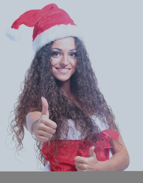 Navidad Santa mujer aislada retrato celebrar regalo de Navidad . —  Fotos de Stock