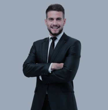 Beyaz izole gülümseyen iş adamı