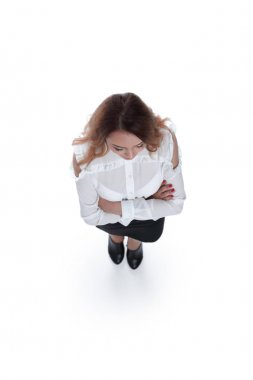 katlanmış silah ile kendine güvenen iş kadını.