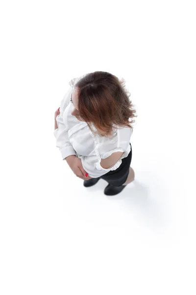 Visão superior da menina com cabelo ondulado longo — Fotografia de Stock