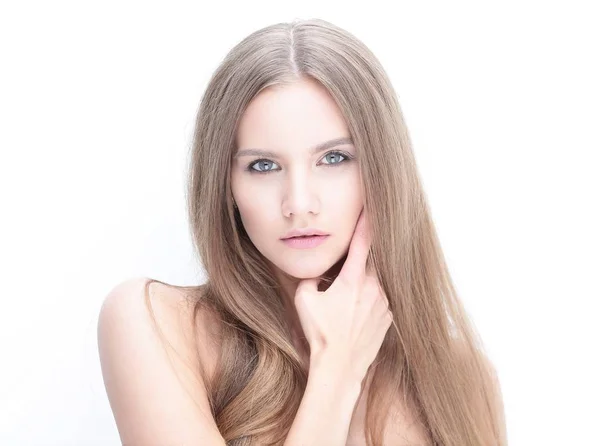 Portrait of young modern girl with long hair — Stock Photo, Image