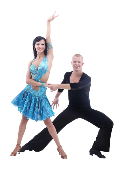 Dancing young couple isolated on a white background. — Stock Photo, Image