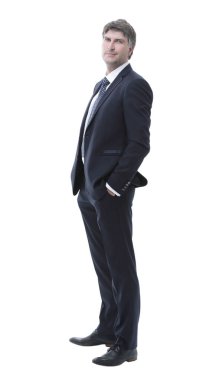 yan görünümü. Başarılı bir iş adamı portresi