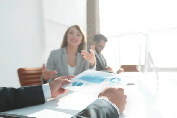 Image is blurred. business team in the workplace — Stock Photo, Image