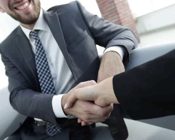 Business handshake, gratulacje lub koncepcja partnerstwa. — Zdjęcie stockowe