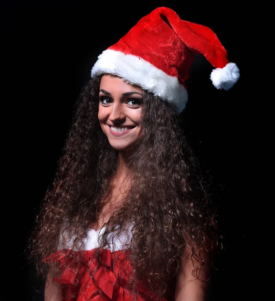 Bella donna con costume da Babbo Natale — Foto Stock