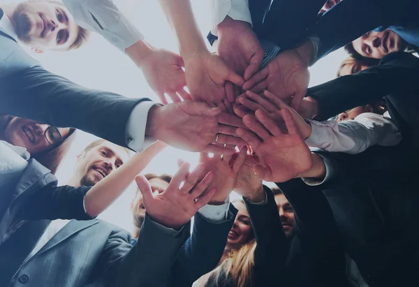 Große erfolgreiche Business-Team zeigt Einigkeit mit ihren Händen t — Stockfoto