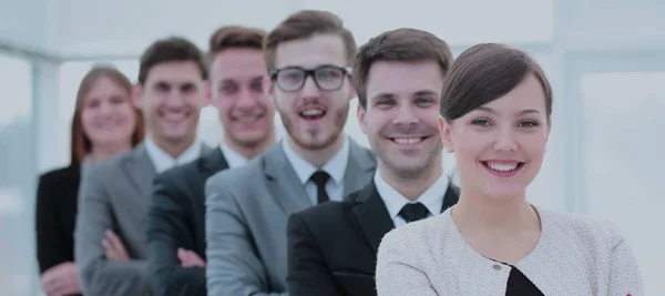 Executive woman showing a charming smile in front of the camera — Stock Photo, Image