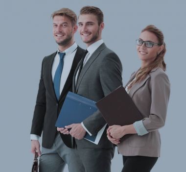 Grup emin seyir mutlu ve başarılı iş adamları