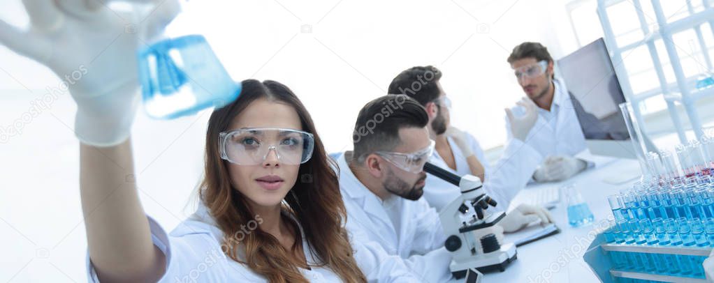group of creative scientists working in a laboratory.