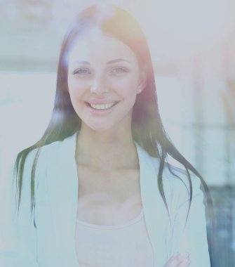 iş kadını ofiste thtough pencereden bakan