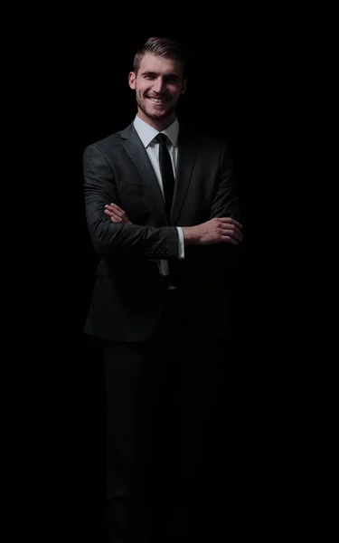 黒に分離されたハンサムなエレガントなビジネスの男性 — ストック写真