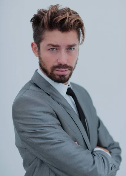 De cerca retrato de un hombre de negocios guapo sonriente sobre blanco —  Fotos de Stock