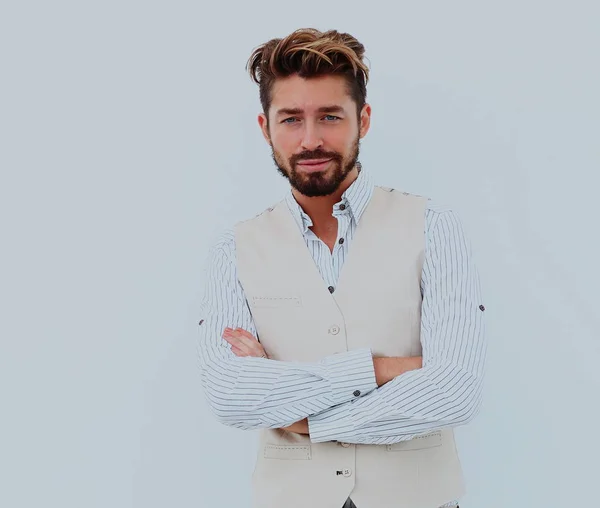 Portrait of a stylish young man standing posing — Stock Photo, Image