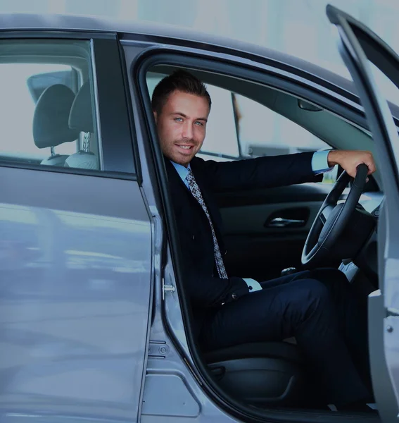 genç adam araba danışman yardımı ile salonunda seçme