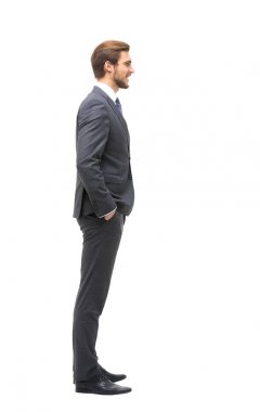 yan görünümü. Kendine güvenen işadamı