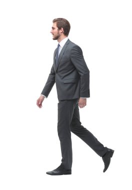 yan görünümü. işadamı ileri gider.