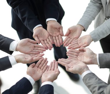 iş takım gösteren açık avuç içi