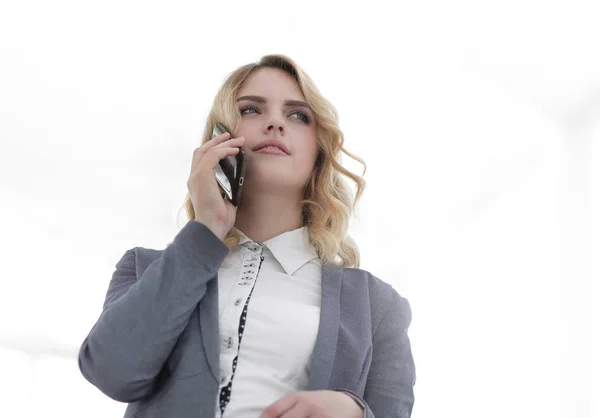 Mujer de negocios, discutir los problemas de negocios de teléfonos inteligentes — Foto de Stock