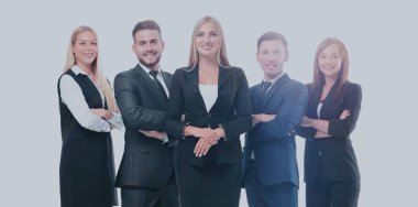 Beyaz arka plan üzerinde izole başarılı busines takım