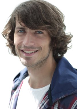 portre. şık bir ekose gömlekli adam. yakın çekim.