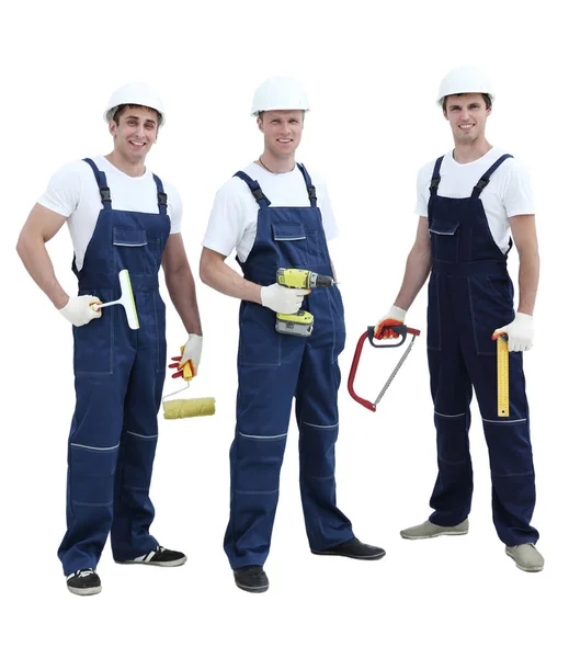 Group of professional industrial workers. Isolated over white — Stock Photo, Image