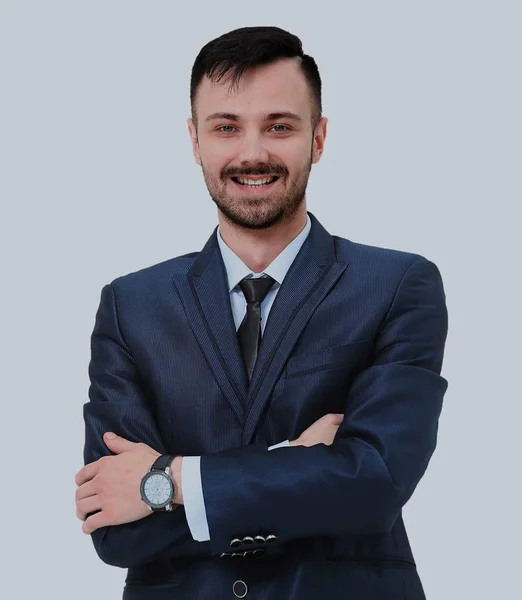 Un hombre de negocios sonriente. Aislado sobre fondo blanco —  Fotos de Stock