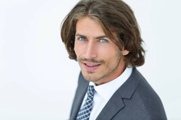 Close up portrait of an attractive young businessman smiling — Stock Photo, Image