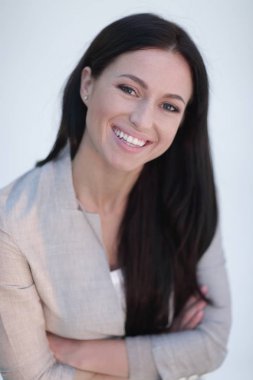 Başarılı genç bir kadının yakın plan yüzü..