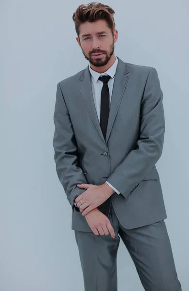 Retrato de um homem de negócios bonito sorridente sobre backgrou branco — Fotografia de Stock