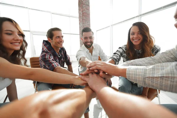 Closeup. business team with hands clasped together — Stock Photo, Image