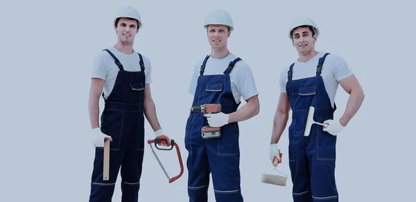 Grupo de trabajadores industriales profesionales. Aislado sobre fondo blanco. — Foto de Stock