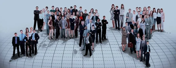Команда деловых людей с картой мира — стоковое фото