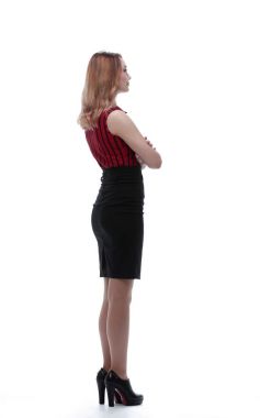 Genç bir zarif kadın yan görünümü resim